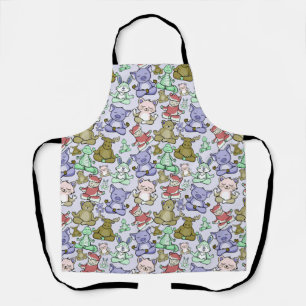 Paarse franjeaap Yoga seamless pattern 60 Schort