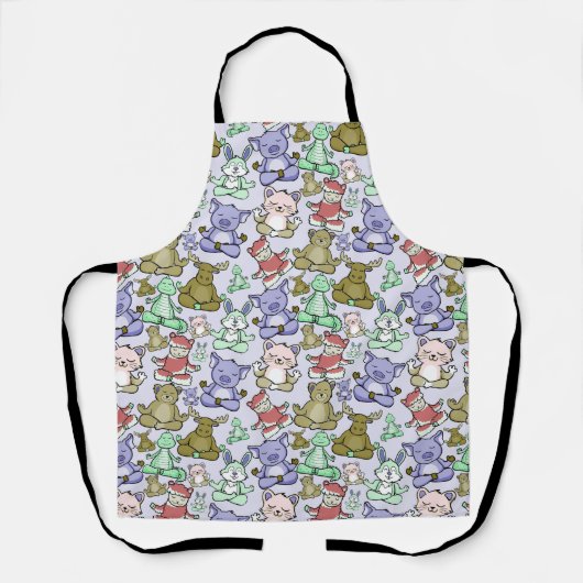 Paarse franjeaap Yoga seamless pattern 60 Schort (Voorkant)