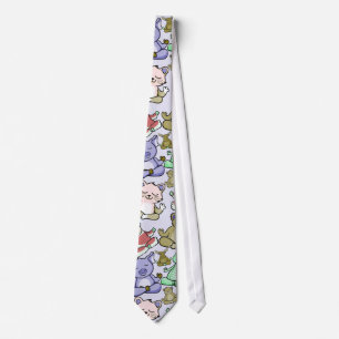 Paarse franjeaap Yoga seamless pattern 60 Stropdas