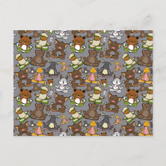 Paarse franjeaap Yoga seamless pattern 61 Briefkaart (Voorkant)