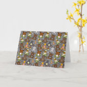 Paarse franjeaap Yoga seamless pattern 61 Kaart (Gele Bloem)