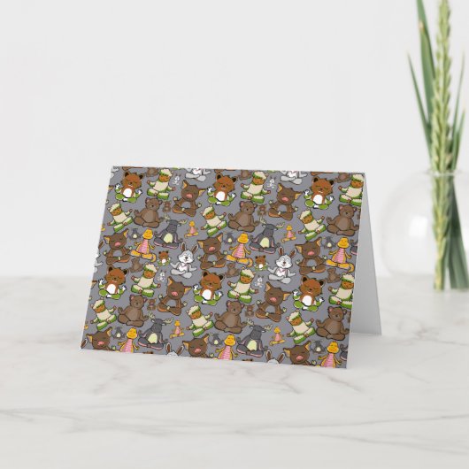 Paarse franjeaap Yoga seamless pattern 61 Kaart (Voorkant)