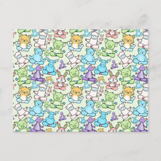 Paarse franjeaap Yoga seamless pattern 63 Briefkaart (Voorkant)