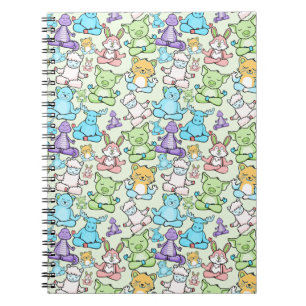 Paarse franjeaap Yoga seamless pattern 63 Notitieboek