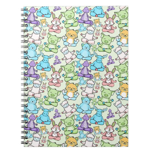 Paarse franjeaap Yoga seamless pattern 63 Notitieboek (Voorkant)