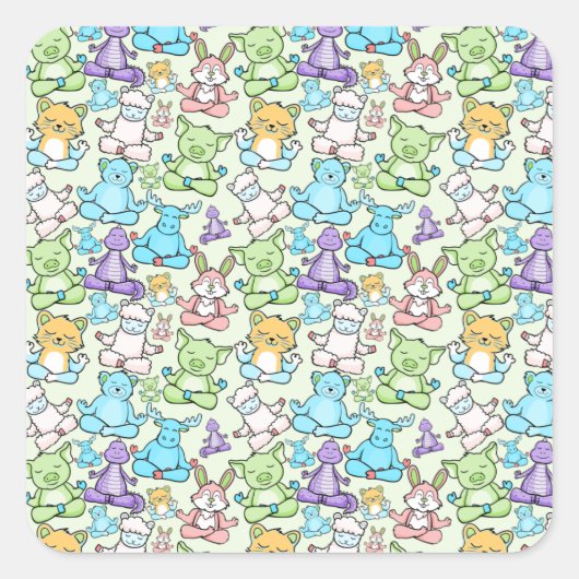 Paarse franjeaap Yoga seamless pattern 63 Vierkante Sticker (Voorkant)