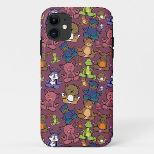 Paarse franjeaap Yoga seamless pattern 64 Case-Mate iPhone Case (Achterkant)