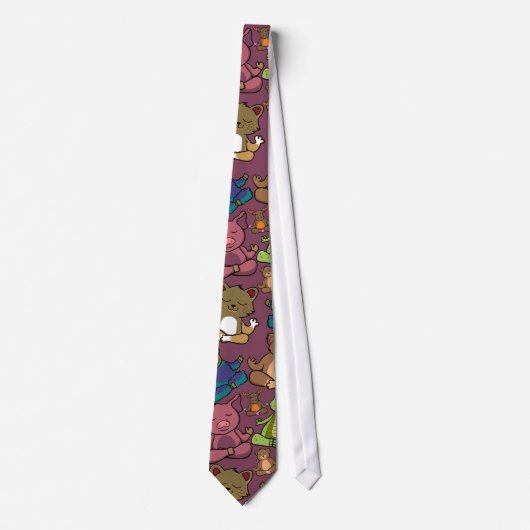 Paarse franjeaap Yoga seamless pattern 64 Stropdas (Voorkant)