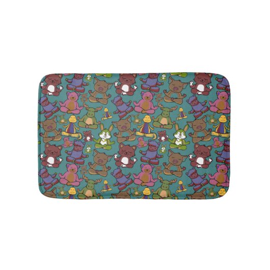Paarse franjeaap Yoga seamless pattern 65 Badmat (Voorkant)