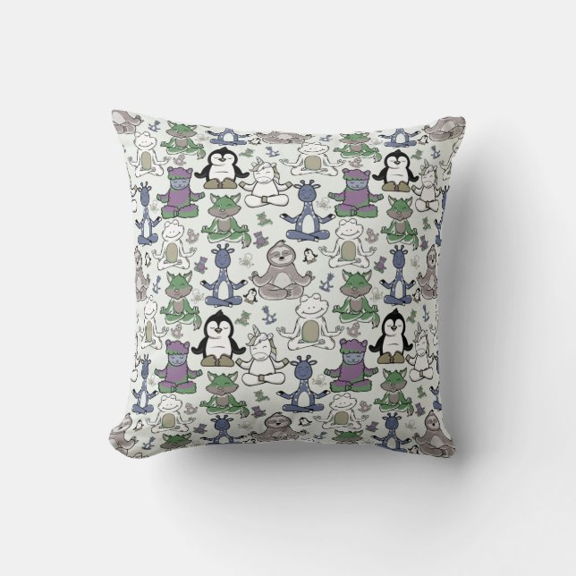 Paarse franjeaap Yoga seamless pattern 66 Kussen (Voorkant)