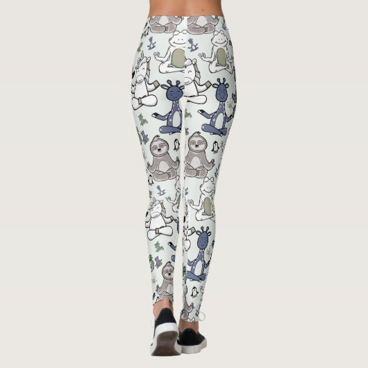 Paarse franjeaap Yoga seamless pattern 66 Leggings (Achterkant)