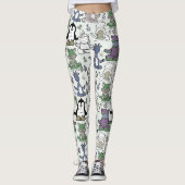 Paarse franjeaap Yoga seamless pattern 66 Leggings (Voorkant)