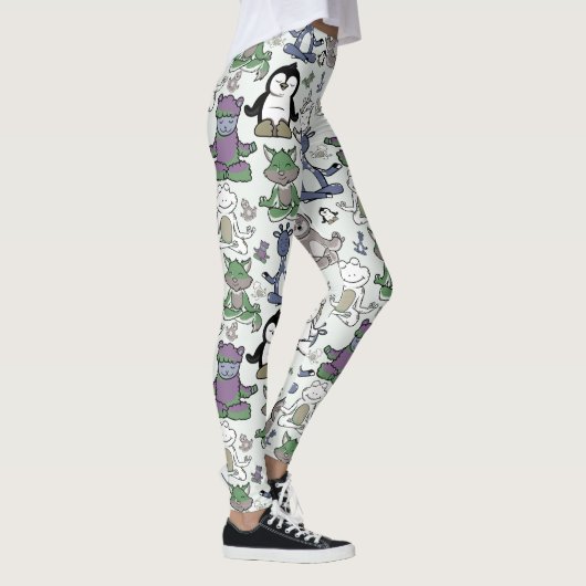 Paarse franjeaap Yoga seamless pattern 66 Leggings (Rechts)