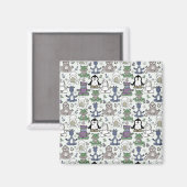 Paarse franjeaap Yoga seamless pattern 66 Magneet (Voorkant / Achterkant)