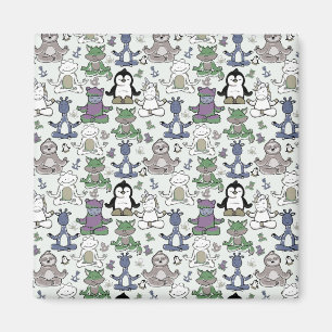 Paarse franjeaap Yoga seamless pattern 66 Magneet