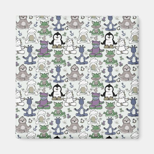 Paarse franjeaap Yoga seamless pattern 66 Magneet (Voorkant)