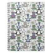 Paarse franjeaap Yoga seamless pattern 66 Notitieboek (Voorkant)