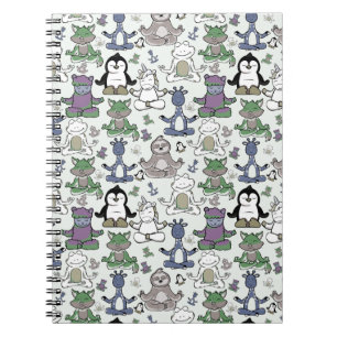 Paarse franjeaap Yoga seamless pattern 66 Notitieboek
