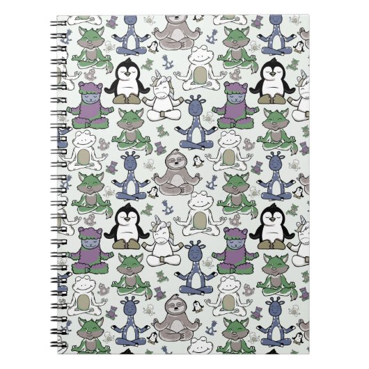 Paarse franjeaap Yoga seamless pattern 66 Notitieboek (Voorkant)