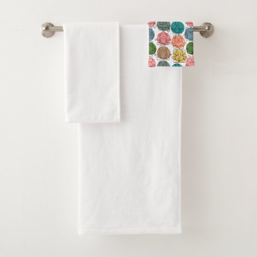 Paarse franjeaap Yoga seamless pattern 9 Bad Handdoek (Insitu)