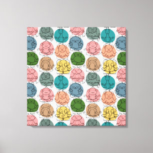 Paarse franjeaap Yoga seamless pattern 9 Canvas Afdruk