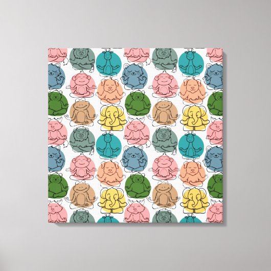 Paarse franjeaap Yoga seamless pattern 9 Canvas Afdruk (Voorkant)