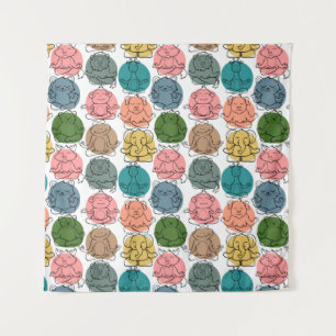 Paarse franjeaap Yoga seamless pattern 9 Wandkleed