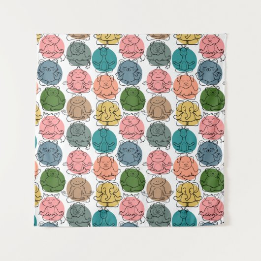 Paarse franjeaap Yoga seamless pattern 9 Wandkleed (Voorkant)