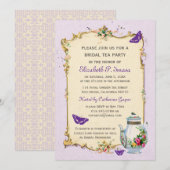 Paarse  Franse Bridal Tea Kaart (Voorkant / Achterkant)