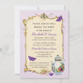 Paarse  Franse Bridal Tea Kaart (Voorkant)