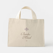 Paarse Franse Fleur de Lis bruidsmeisje Initiaal Mini Tote Bag (Achterkant)