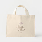 Paarse Franse Fleur de Lis bruidsmeisje Initiaal Mini Tote Bag (Voorkant)