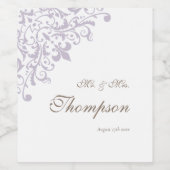 Paarse Franse Fleur de Lis huwelijksreceptie Wijn Etiket (Enkel label)