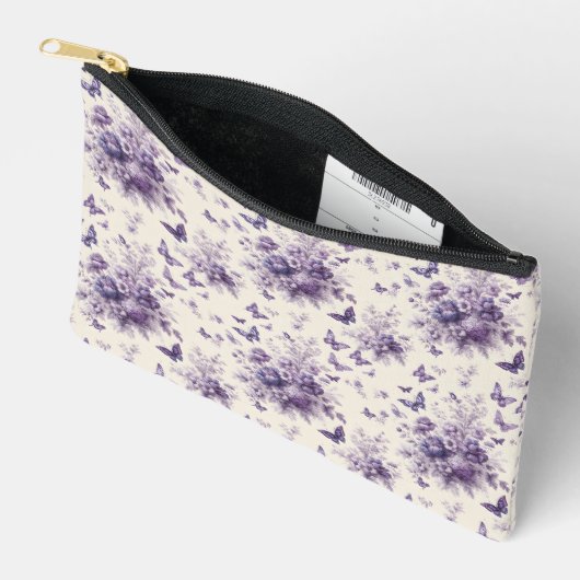 Paarse Franse land toile fleur vlinders Etui (Open)