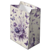 Paarse Franse land toile fleurie vlinders Medium Cadeauzakje (Voorkant Gekanteld)