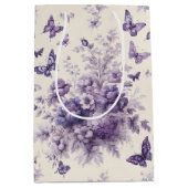 Paarse Franse land toile fleurie vlinders Medium Cadeauzakje (Voorkant)