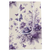 Paarse Franse land toile fleurie vlinders Medium Cadeauzakje (Achterkant)