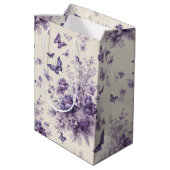 Paarse Franse land toile fleurie vlinders Medium Cadeauzakje (Achterkant Gekanteld)