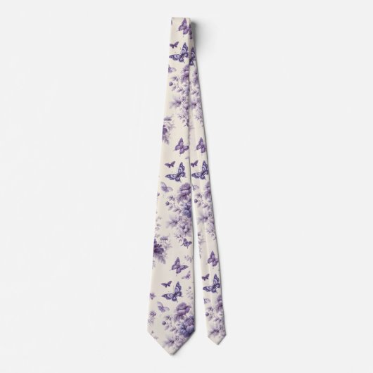 Paarse Franse land toile fleurie vlinders Stropdas (Voorkant)