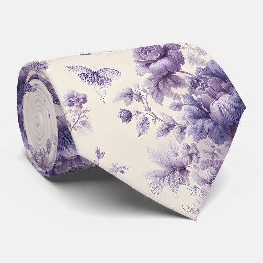Paarse Franse land toile fleurie vlinders Stropdas (Opgerold)