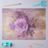  paarse Franse rozen gouden folie barok Tissuepapier (Craft)