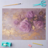  paarse Franse rozen gouden folie grunge wall Tissuepapier (Craft)