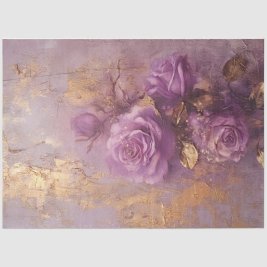  paarse Franse rozen gouden folie grunge wall Tissuepapier (Voorkant)