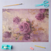  paarse Franse rozen gouden folie grunge wall Tissuepapier (Craft)