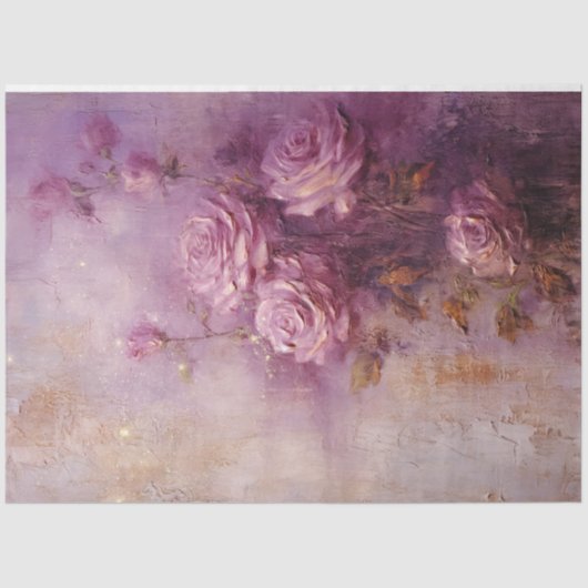  paarse Franse rozen gouden folie grunge wall Tissuepapier (Voorkant)