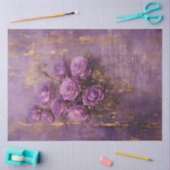  paarse Franse rozen gouden folie grunge wall Tissuepapier (Craft)