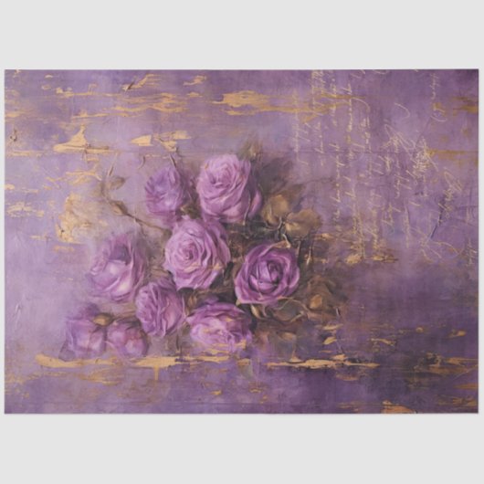  paarse Franse rozen gouden folie grunge wall Tissuepapier (Voorkant)
