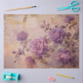  paarse Franse rozen gouden folie grunge wall Tissuepapier (Craft)