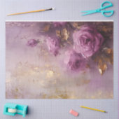  paarse Franse rozen gouden folie grunge wall Tissuepapier (Craft)