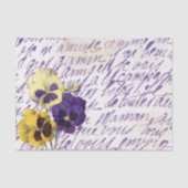 Paarse Franse Script Pansy Flower  Tissuepapier (Voorkant)